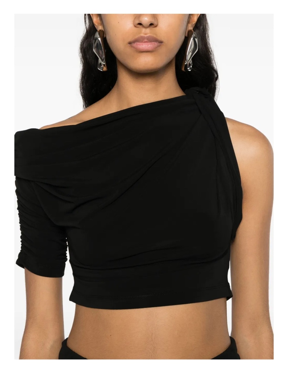 NWT Jacquemus Black Asymmetric Draped Crop Top